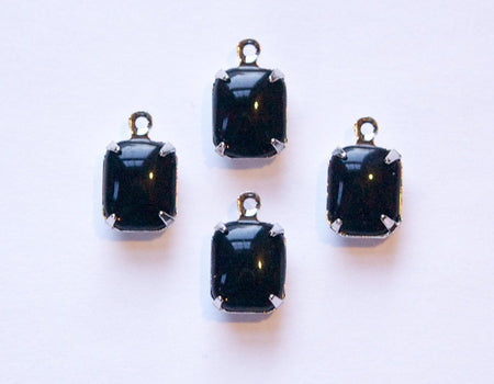 Smooth Black Stones in 1 Loop Silver Plated Setting 10mm x 8mm