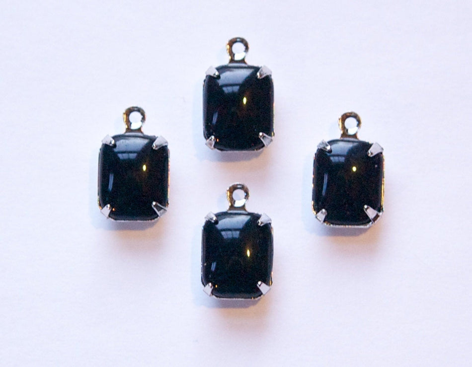 Smooth Black Stones in 1 Loop Silver Plated Setting 10mm x 8mm