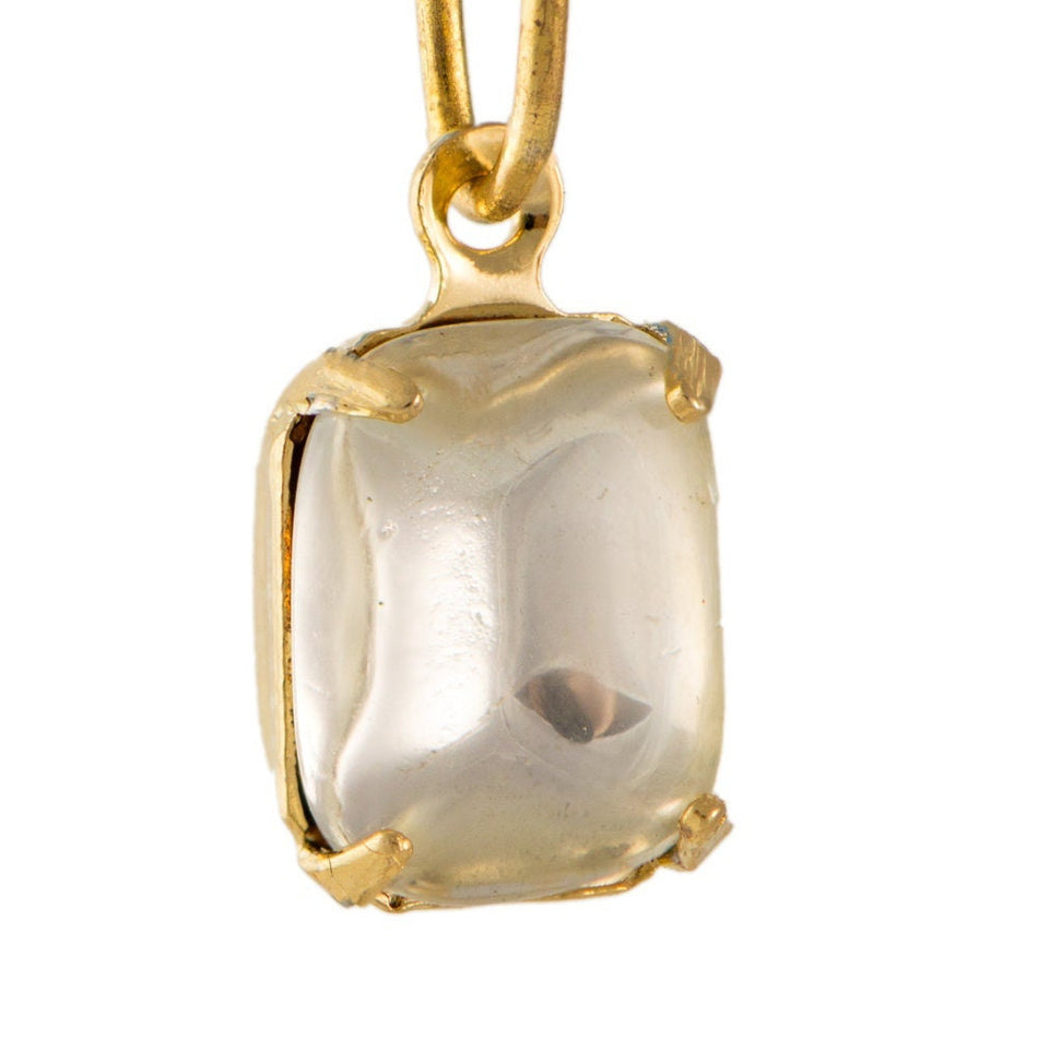 Vintage Smooth Clear Glass Stone in 1 Loop Gold Setting 10x8mm (4)