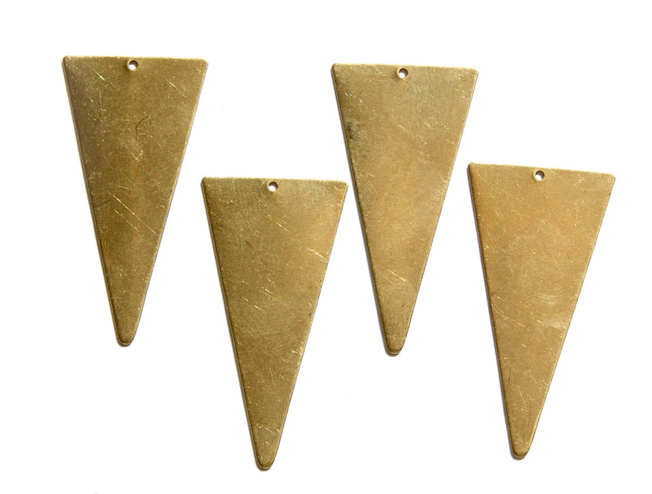 1 Bottom Hole Raw Brass Large Narrow Triangle Pendant (4) mtl200B