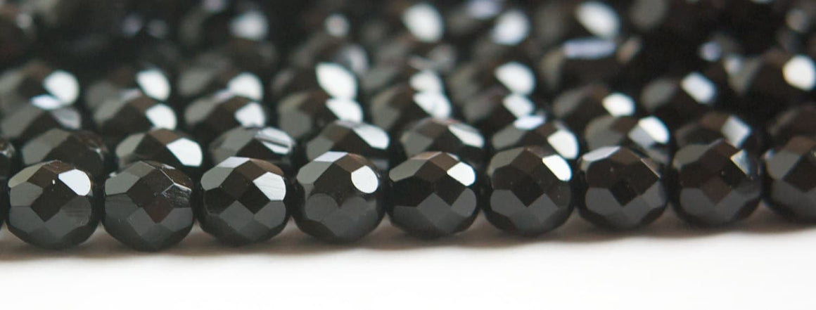 8mm Opaque Jet Czech Firepolish Faceted Glass Beads (25)