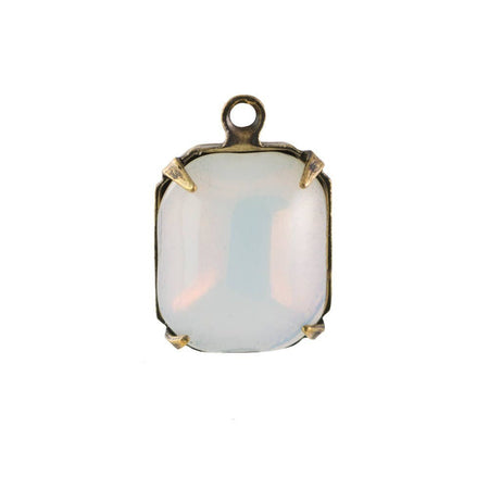 Vintage White Opal Stones in 1 Loop Brass Ox Setting 12mm x 10mm (4) oct006U