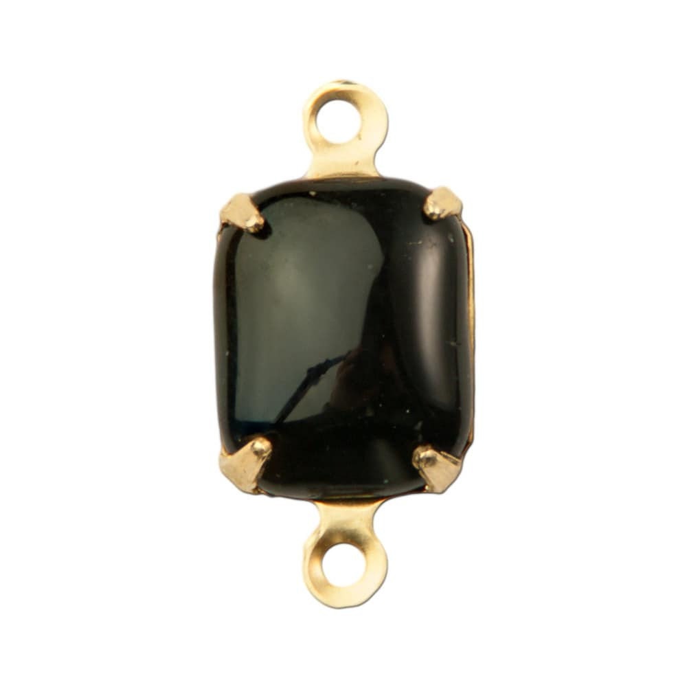 Smooth Black Stones in 2 Loop Brass Setting 10x8mm (4)