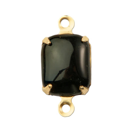 Smooth Black Stones in 2 Loop Brass Setting 10x8mm (4)