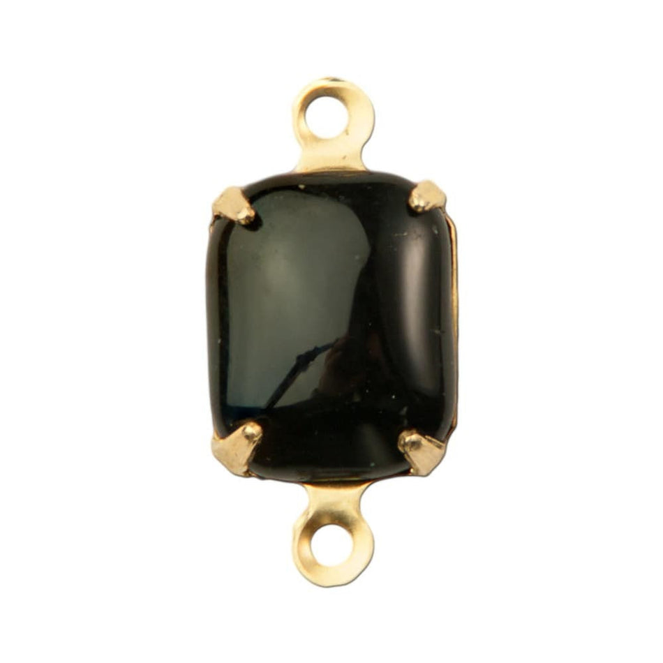 Smooth Black Stones in 2 Loop Brass Setting 10x8mm (4)
