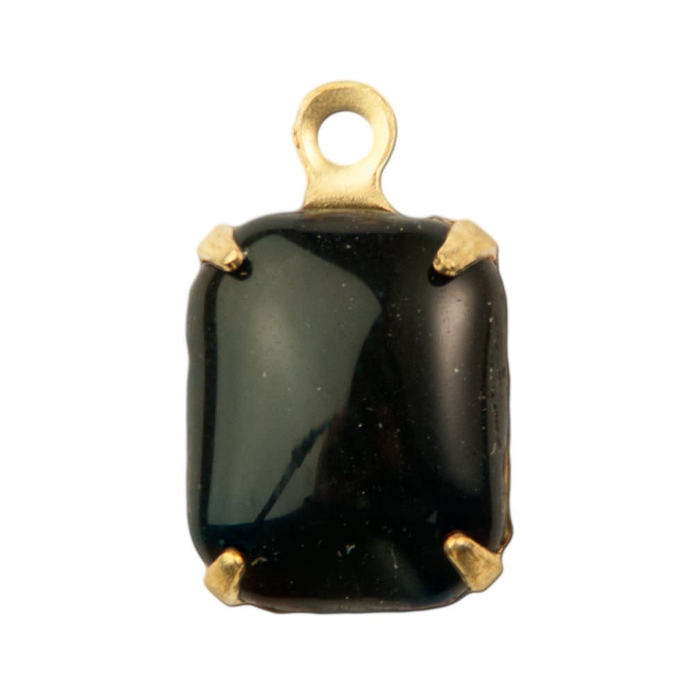Smooth Black Stones in 1 Loop Brass Setting 10x8mm (4)