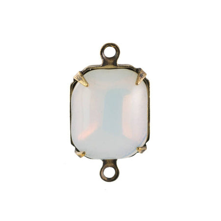 Vintage White Opal Stones in 2 Loop Brass Ox Setting 12mm x 10mm (4) oct006U2