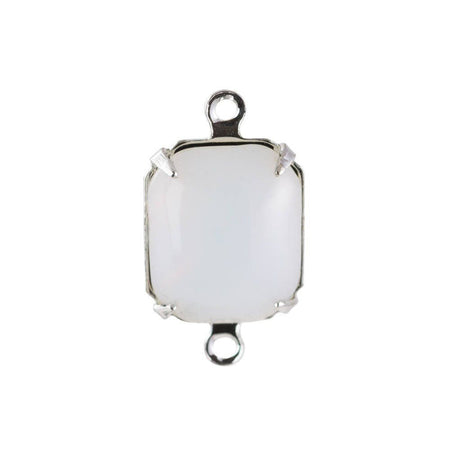 Vintage White Opal Stones in 2 Loop Silver Plated Setting 12mm x 10mm (4) oct010U2