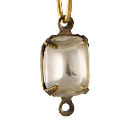 Vintage Smooth Clear Stones 2 Loop Brass Ox Setting 10x8mm (4)