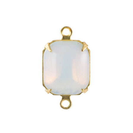 Vintage White Opal Stones in 2 Loop Brass Setting 12mm x 10mm (4) oct005U2