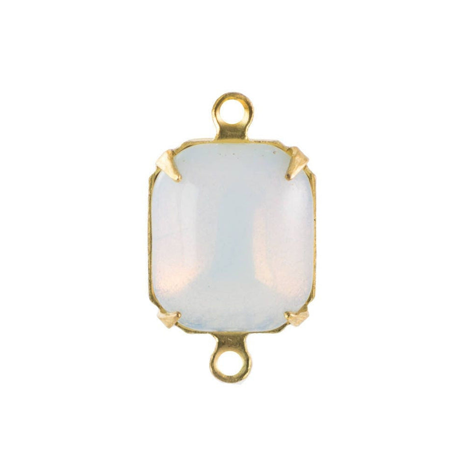 Vintage White Opal Stones in 2 Loop Brass Setting 12mm x 10mm (4) oct005U2