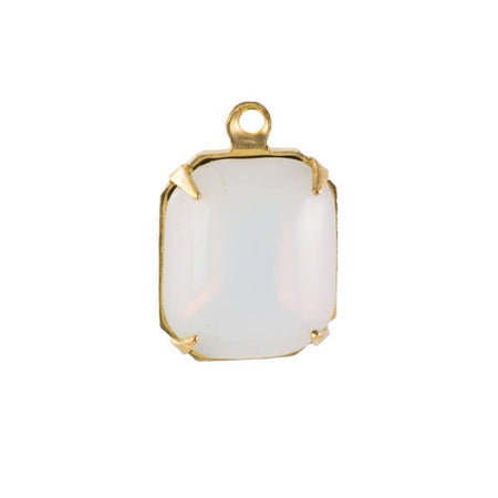 Vintage White Opal Stones in 1 Loop Brass Setting 12mm x 10mm (4) oct005U