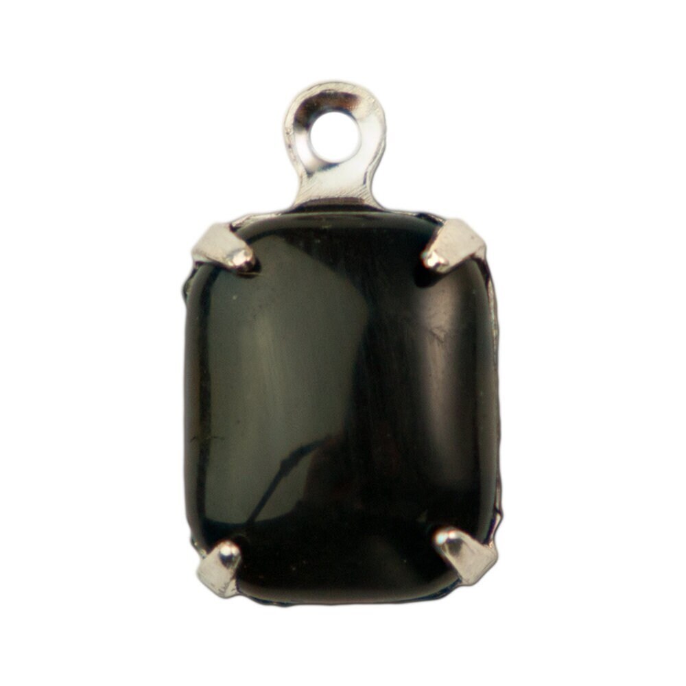 Smooth Black Stones in 1 Loop Silver Plated Setting 10mm x 8mm