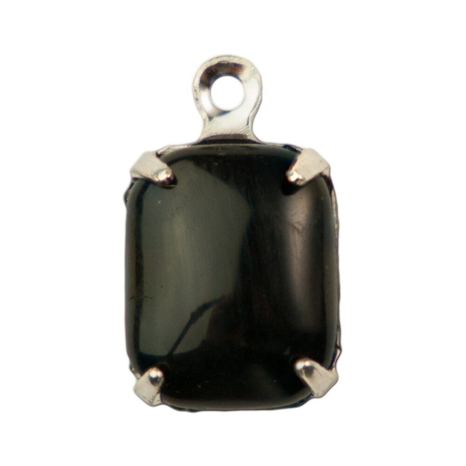 Smooth Black Stones in 1 Loop Silver Plated Setting 10mm x 8mm