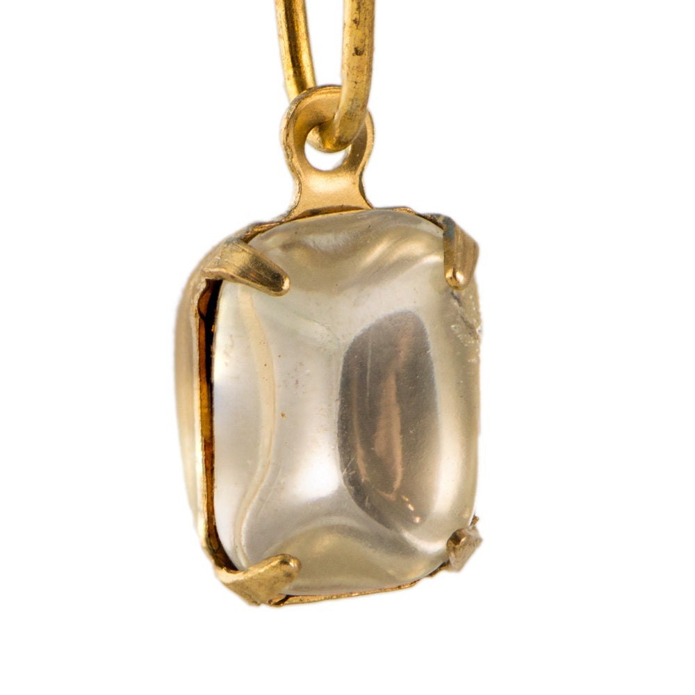 Vintage Smooth Clear Stones in 1 Loop Brass Setting 10x8mm (4)