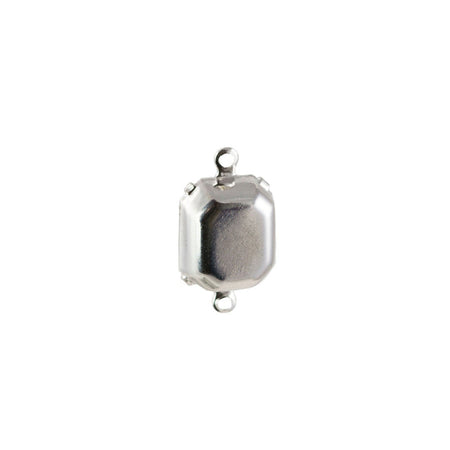 10x8mm Dark Rose Faceted Glass Octagon Stone in 2 Loop Setting
