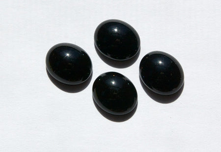 Vintage Black Glass Cabochons 12x10mm cab709K