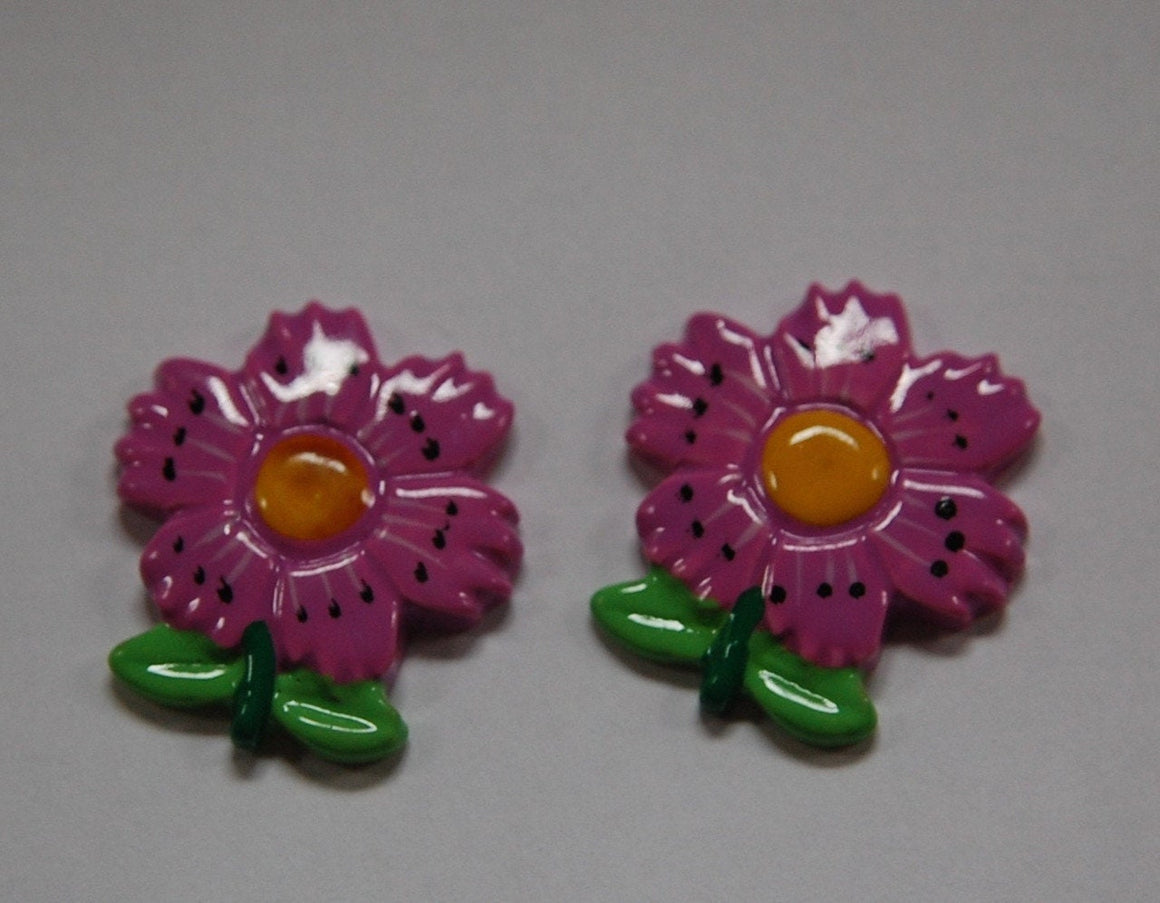 Vintage Purple Flower Flat Back Cabochon cab125A