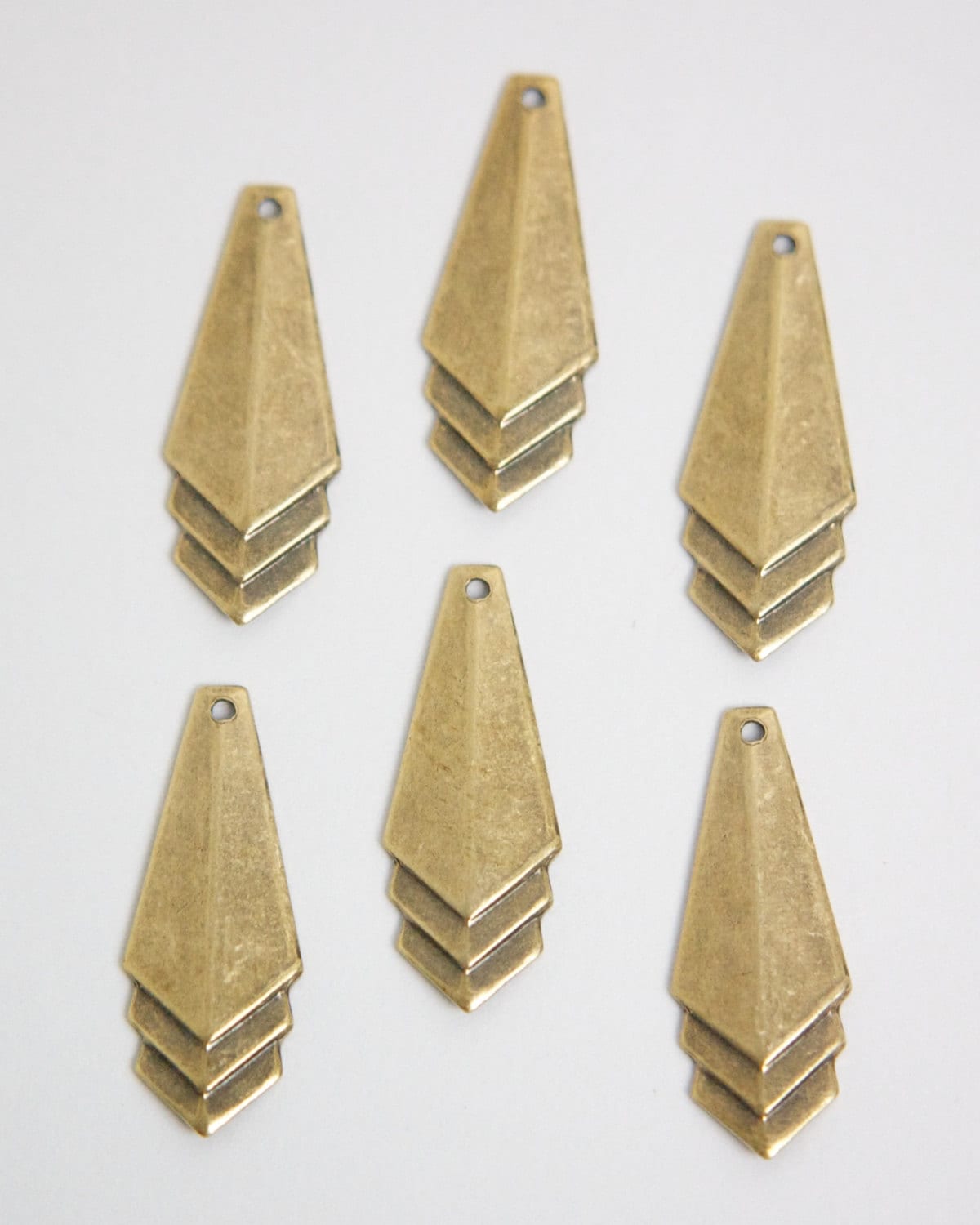 Brass Ox Layered Triangle Pendant Charm Drop SM (6) mtl065M
