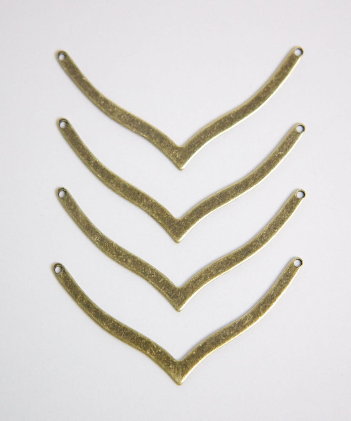 2 Hole Brass Ox V Connector Pendants Type A (6) mtl045E