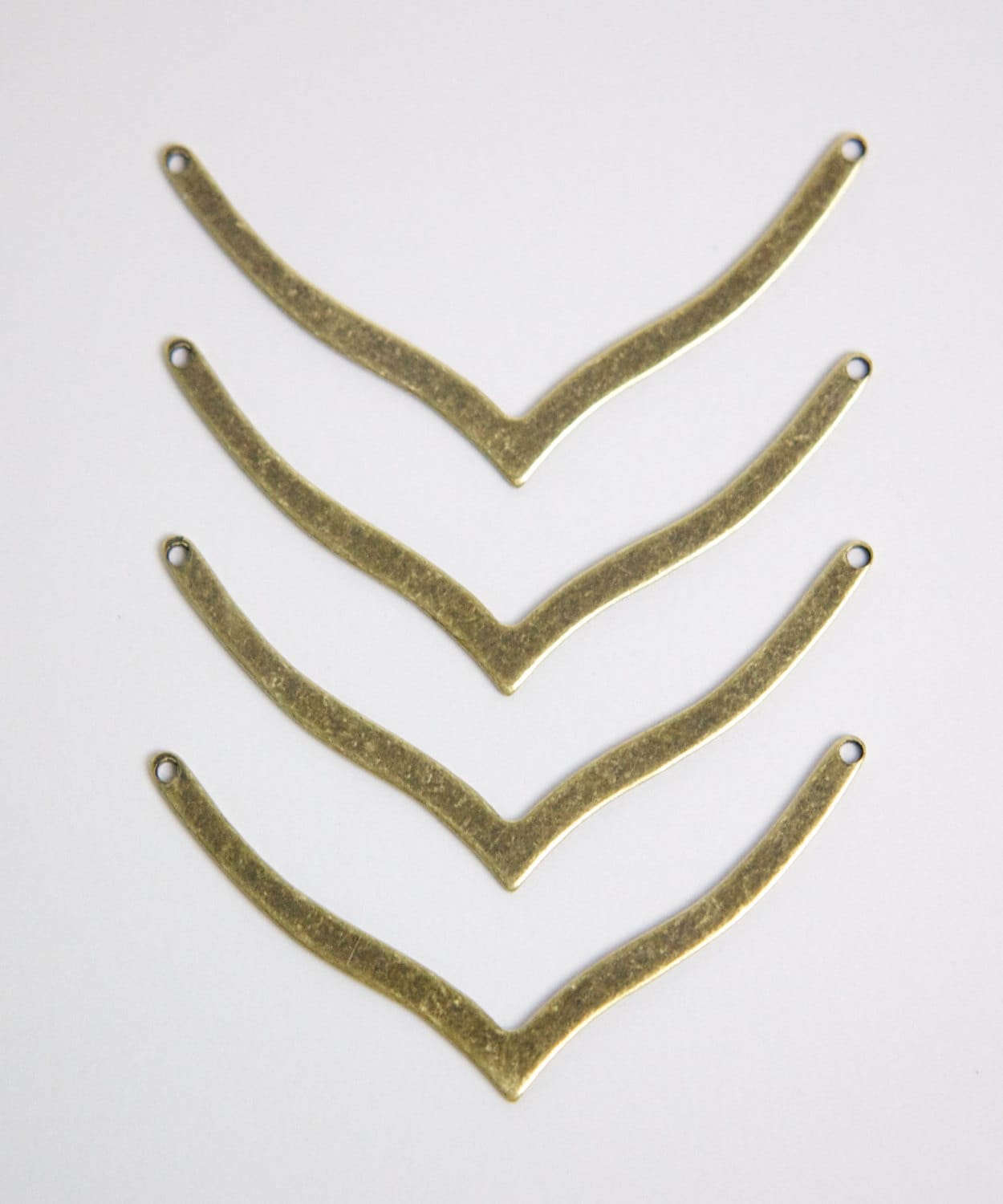 2 Hole Brass Ox V Connector Pendants Type A (6) mtl045E