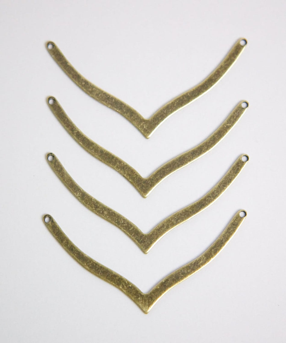 2 Hole Brass Ox V Connector Pendants Type A (6) mtl045E