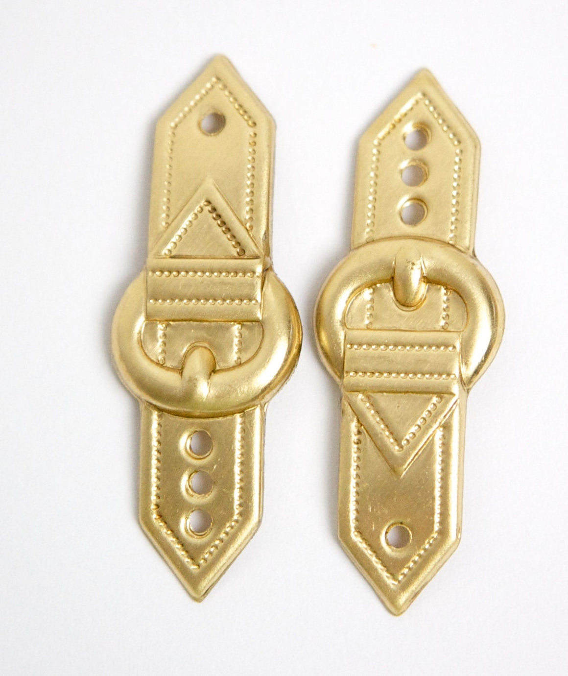 Raw Brass Dapped Belt Buckle Connector Link 48x18mm (4) mtl231