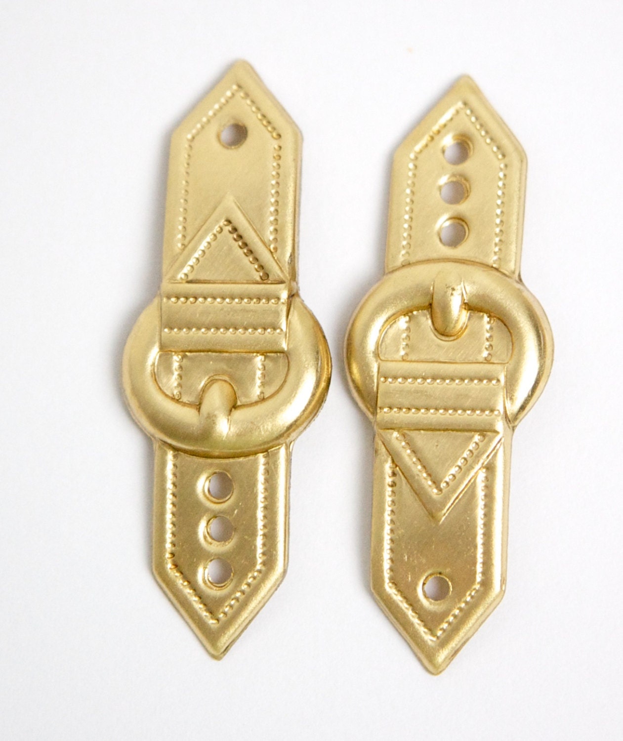 Raw Brass Dapped Belt Buckle Connector Link 48x18mm (4) mtl231