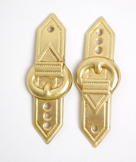 Raw Brass Dapped Belt Buckle Connector Link 48x18mm (4) mtl231