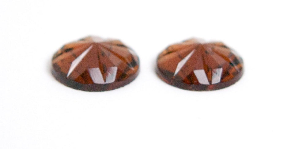Vintage Topaz Faceted Glass Cabochons 15mm cab188B