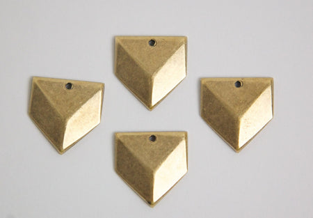 1 Hole Brass Ox Plated Geometric Triangle Charms Drops 18x18mm (6) mtl076E
