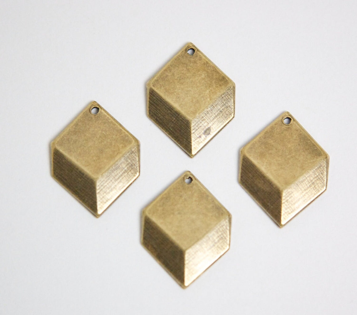 Brass Ox Plated Geometric Square Charms Drops 22x16mm mtl076F