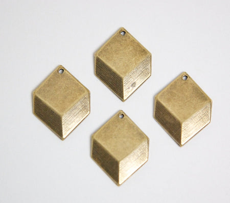 Brass Ox Plated Geometric Square Charms Drops 22x16mm mtl076F