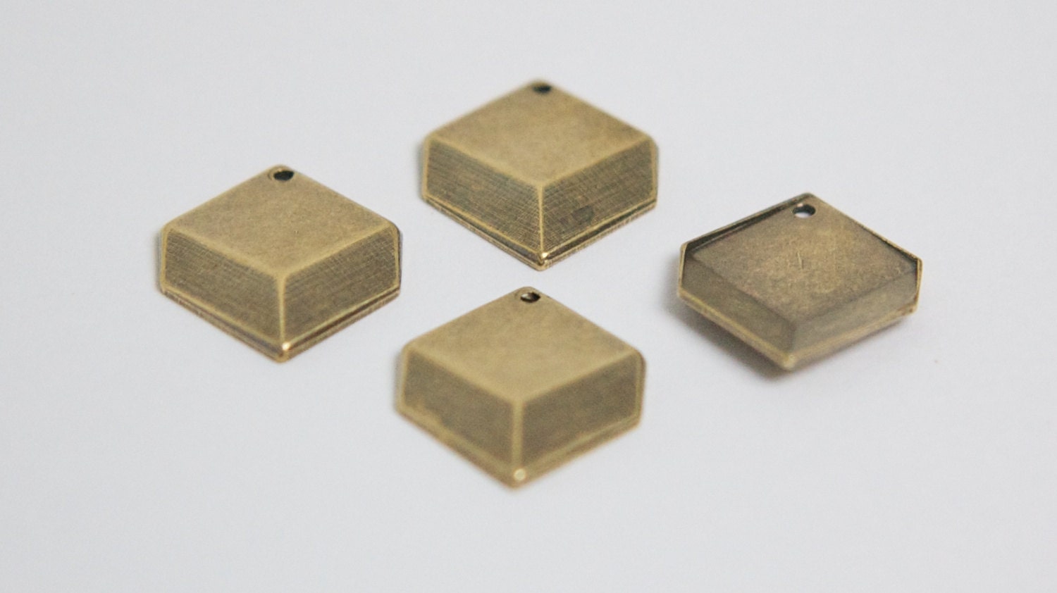 Brass Ox Plated Geometric Square Charms Drops 22x16mm mtl076F
