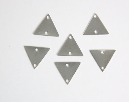 2 Hole Silver Plated Triangle Connector Link Charms Drops 13mm (10) mtl147F