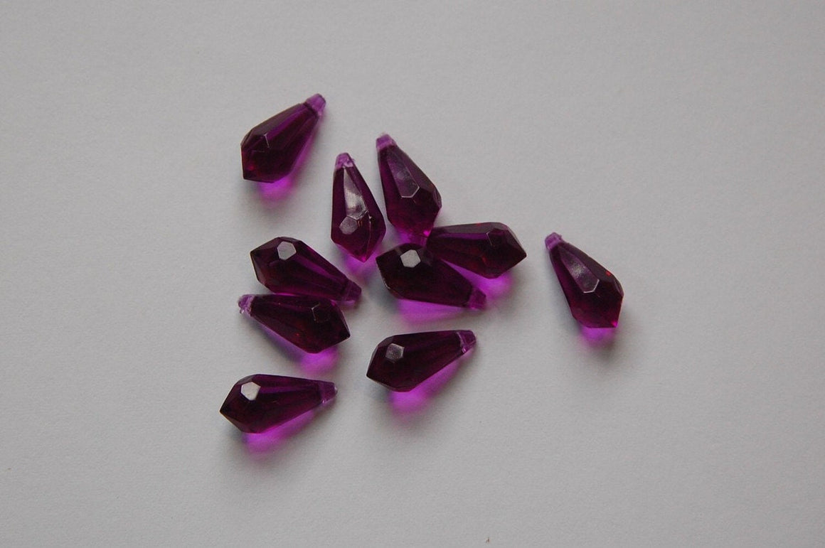 13x6mm Amethyst Faceted Acrylic Teardrops (12)