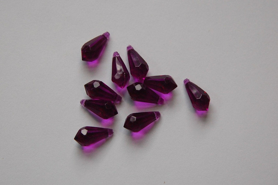 13x6mm Amethyst Faceted Acrylic Teardrops (12)