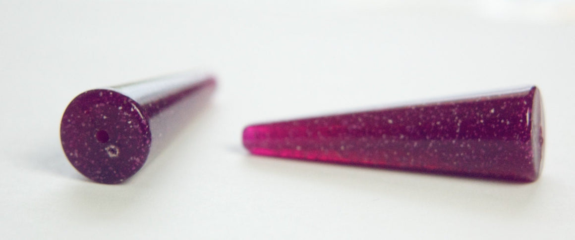 Vintage Purple with Sparkles Long Triangle Teardrop Acrylic Beads bds1000A