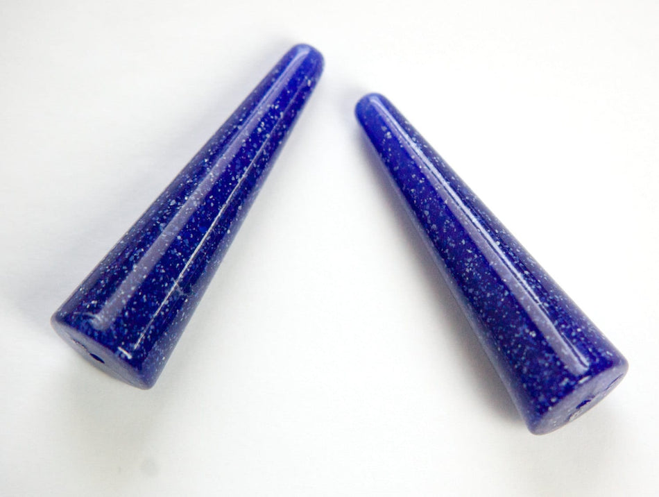 Vintage Blue with Sparkles Long Triangle Teardrop Acrylic Beads bds1000C