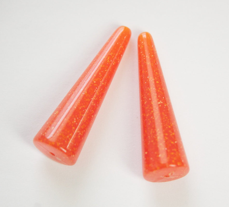 Vintage Dark Orange with Sparkles Long Triangle Teardrop Acrylic Beads bds1000D