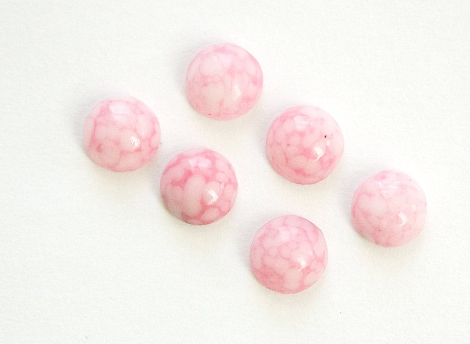 Pink and White Glass Cabochons 7mm Cherry Brand Japan cab292