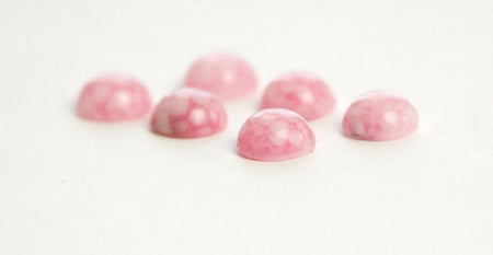 Pink and White Glass Cabochons 7mm Cherry Brand Japan cab292