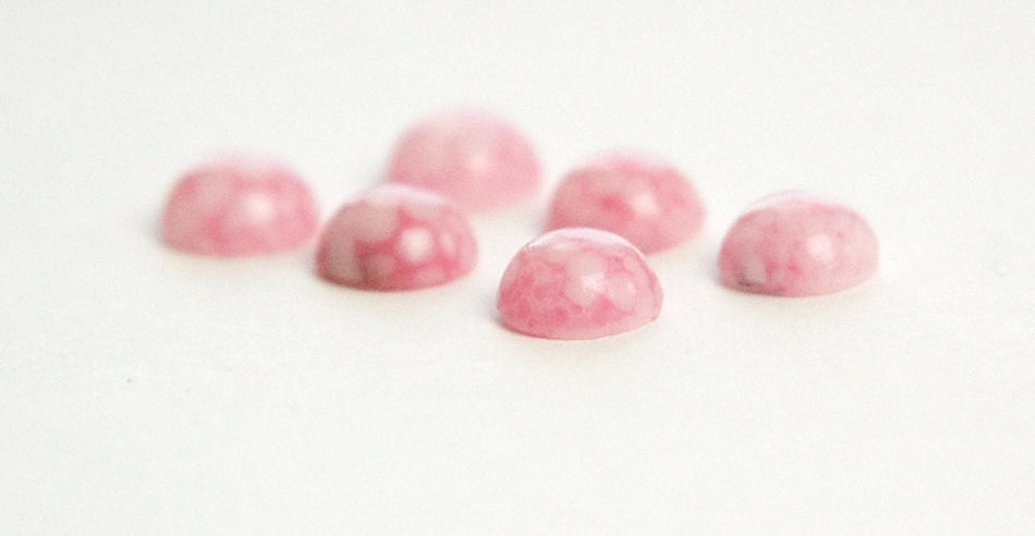 Pink and White Glass Cabochons 7mm Cherry Brand Japan cab292