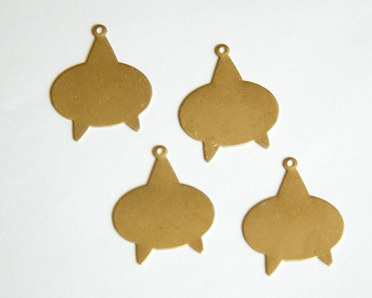 1 Loop Raw Brass Star Trek Like Flat Pad Pendant Findings chr018