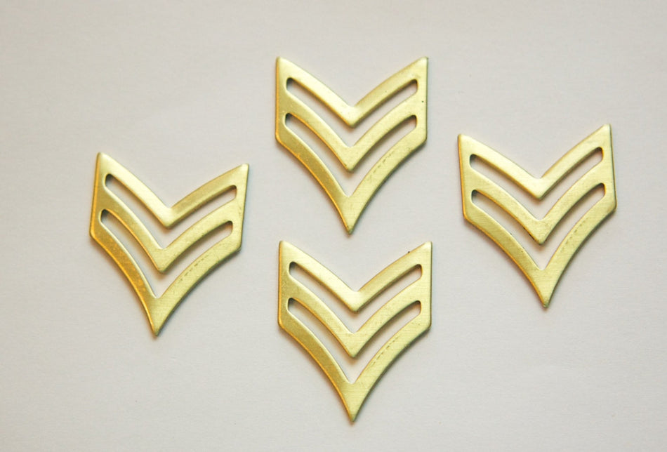 Raw Brass 2 Bar Chevron V Pendant Findings (4) mtl384A