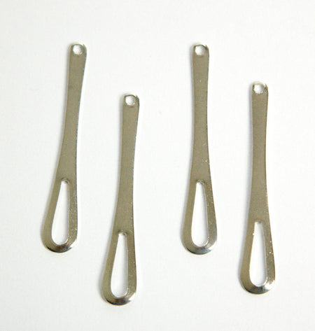 Silver Plated Long Rounded Open Teardrop Pendant Drops (6) mtl373D