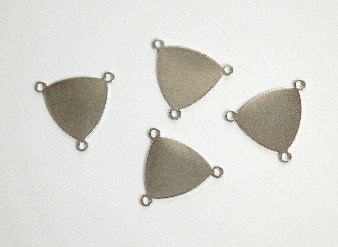 3 Loop Silver Plated Flat Setting Connector Triangle Pendant (6) mtl225F
