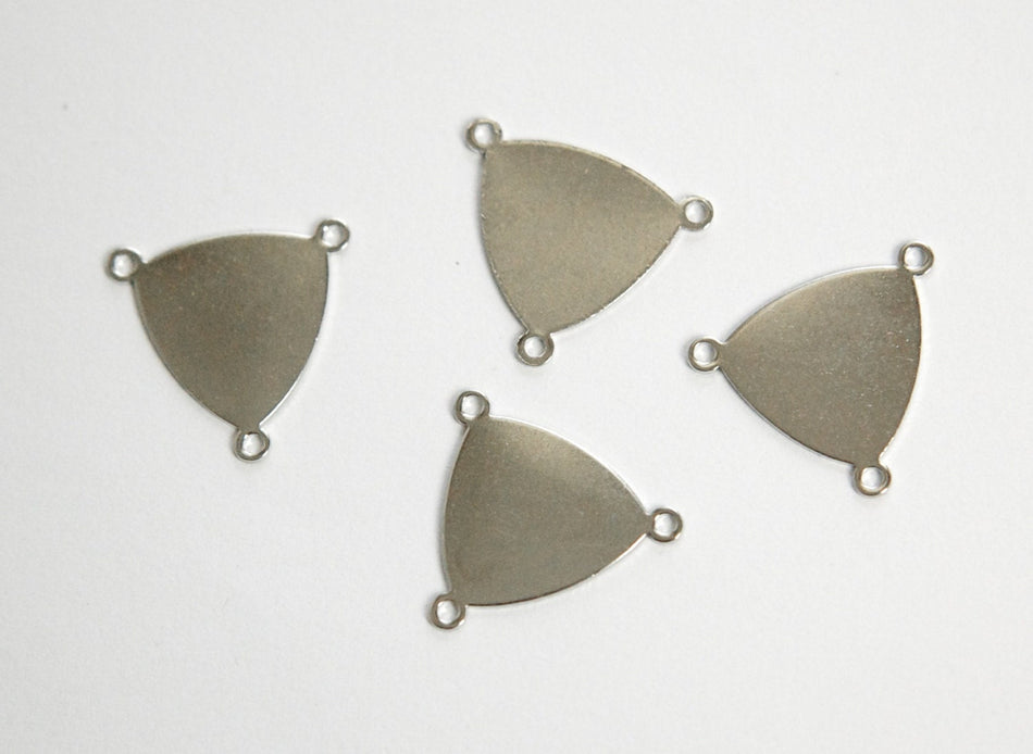 3 Loop Silver Plated Flat Setting Connector Triangle Pendant (6) mtl225F