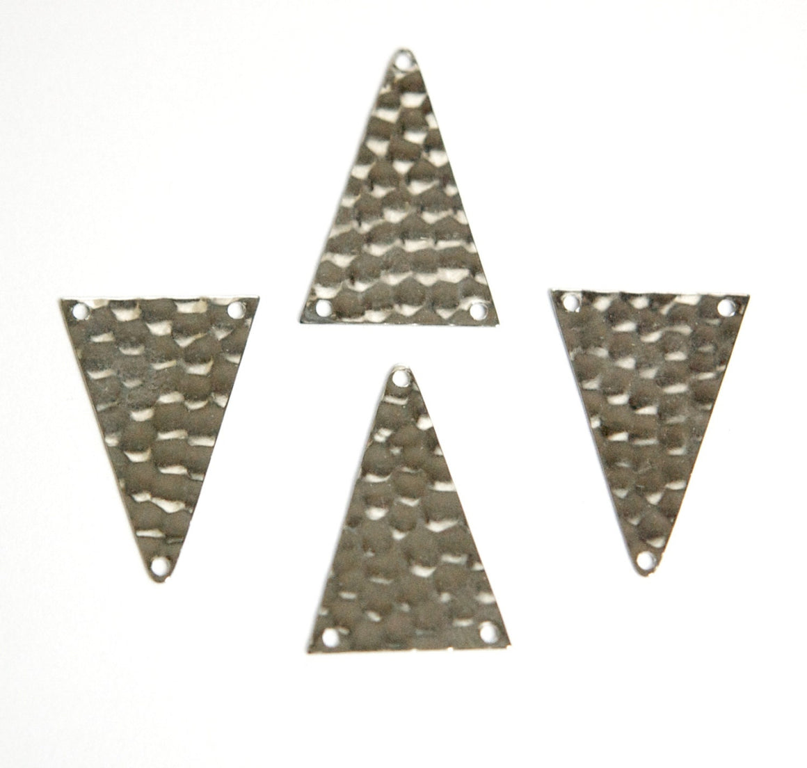 3 Hole Silver Plated Hammered Triangle Pendant Findings mtl512D