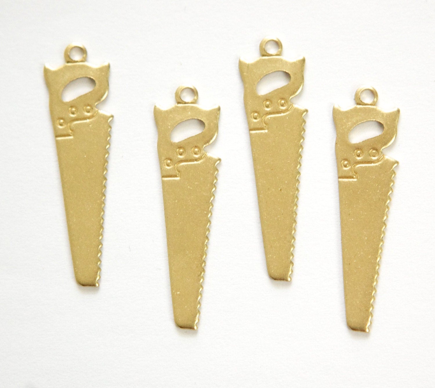 Raw Brass Hand Saw Tool Charm Pendant (8) chr184C